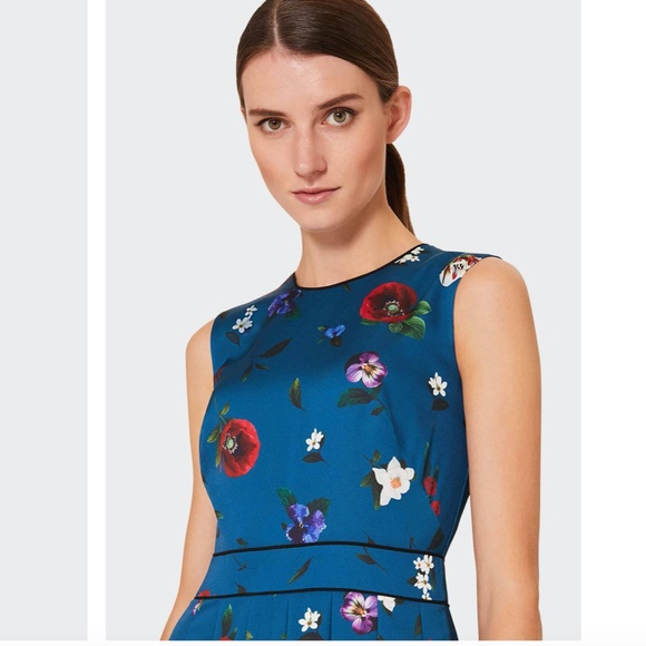 NWOT HOBBS LONDON Teal Fit and Flare Dress Size 10 - Picture 2 of 6